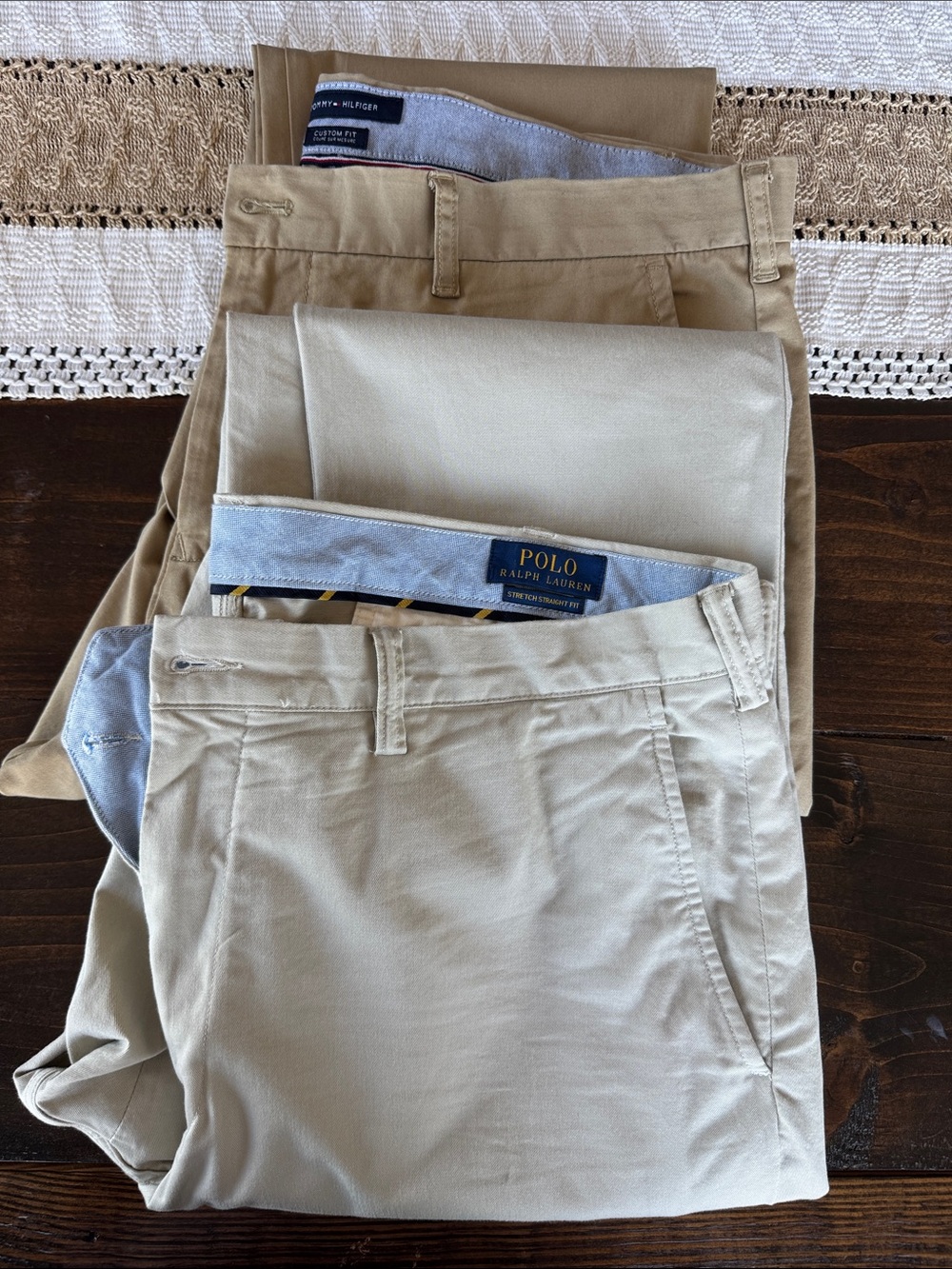 Polo & Tommy Hilfiger Men's Beige/Tan Chino Pants - Classic Flat Front